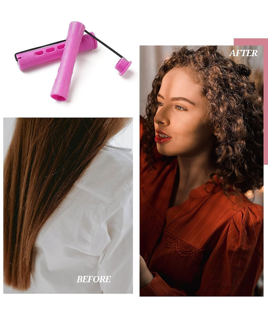 60 Purple Hair Perm Rollers for Natural Hair, Reusable & Safe