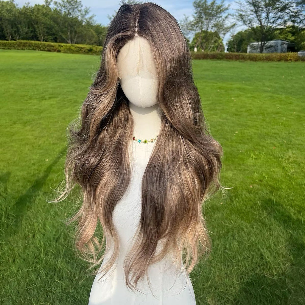 Long Wavy 24 Inch Lace Front Wigs for Women Middle Part Blonde Ends Dark Light Brown