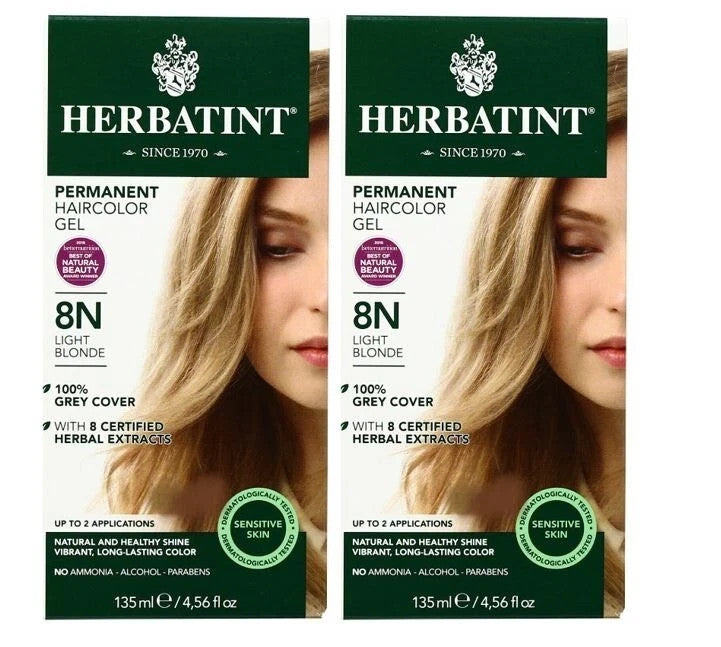 Herbatint Light Blonde Permanent Hair Color Gel 8N - Natural Herbal Formula