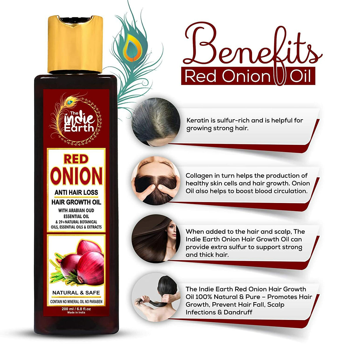 Red Onion Hair Oil for Hair Growth & Thinning Control - 200ml