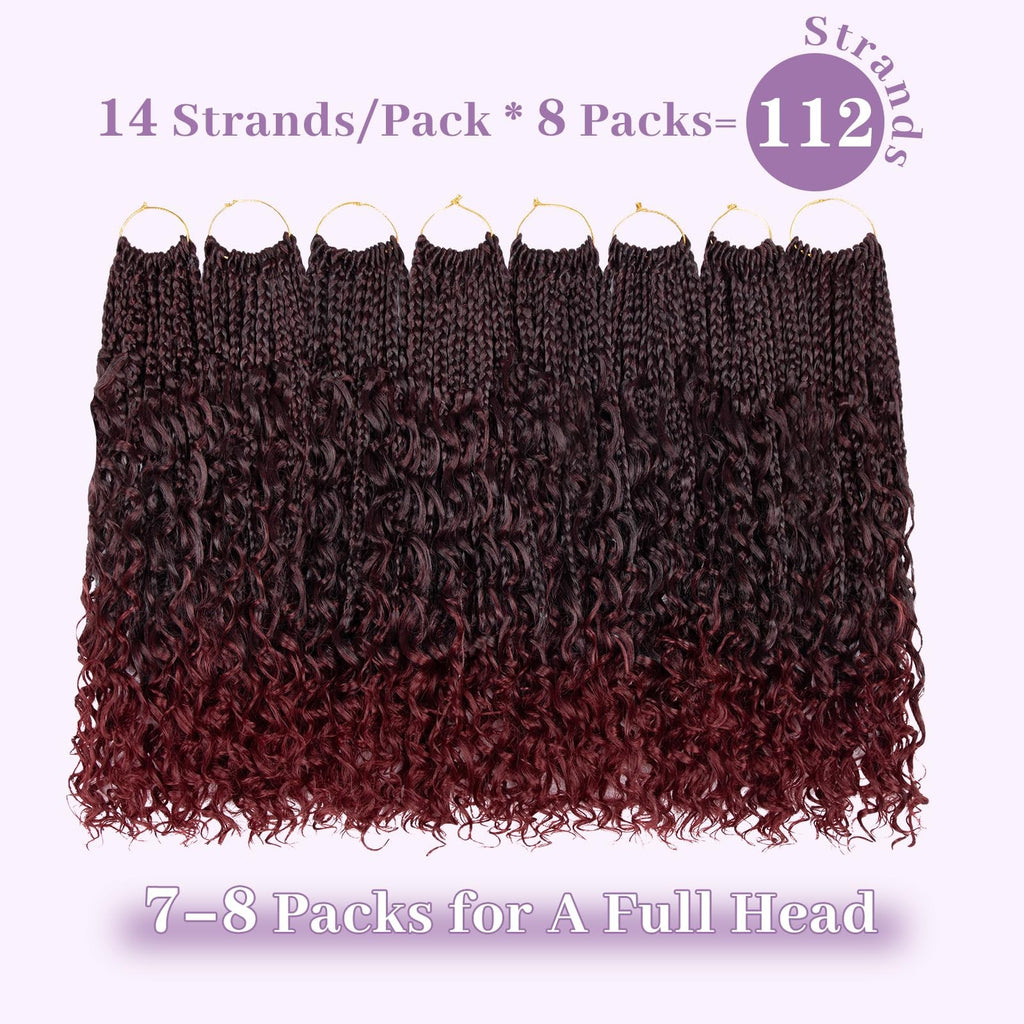 Boho Box Braids Crochet Hair 14 Inch Curly Ends Synthetic for Black Women