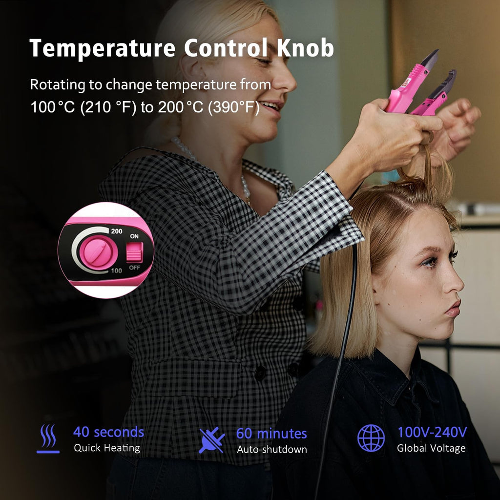 Pink Fusion Keratin Hair Extensions Iron - 10.8 Inch Styling Tool