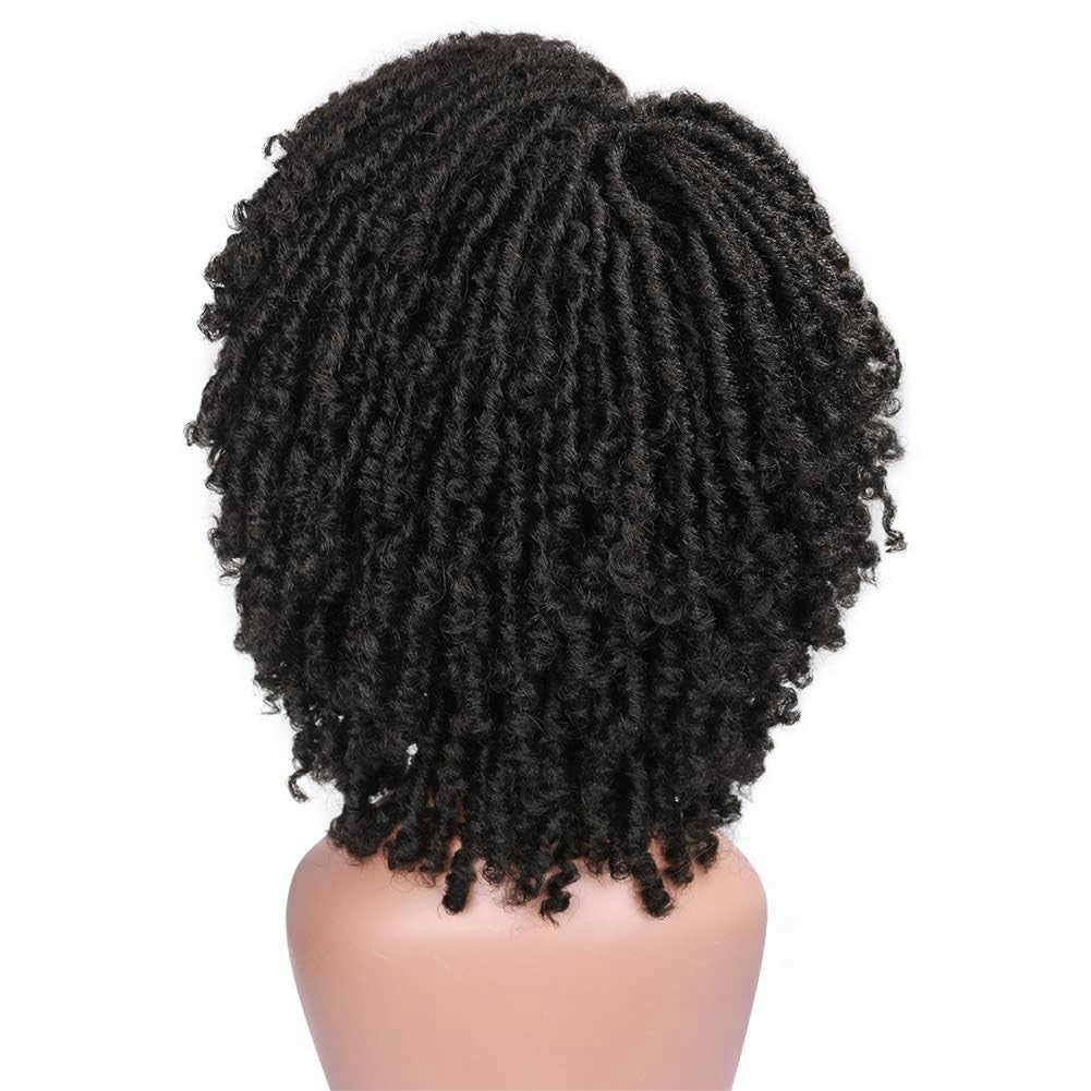 Short Twist Braided Dreadlock Wig for Black Women & Men - Synthetic Afro Style