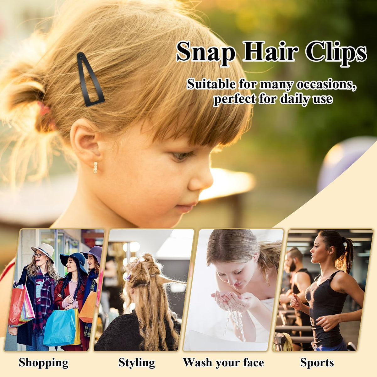 10 Pack Double Grip Hair Clips - Metal Snap Hair Accessories for Thin & Thick Hair