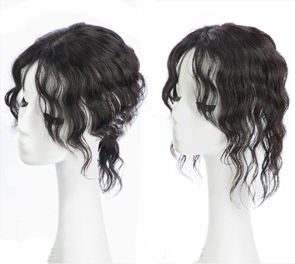 12-Inch Human Hair Topper Wiglet for Women - Remy Real Hair, Breathable Base, Style & Cover Hair Loss