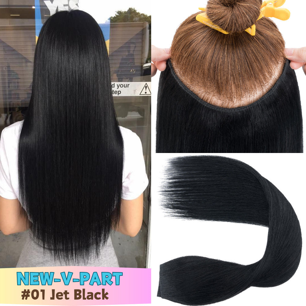 V Shape Clip-In Human Hair Extensions Full Head - Blonde, Remy Virgin