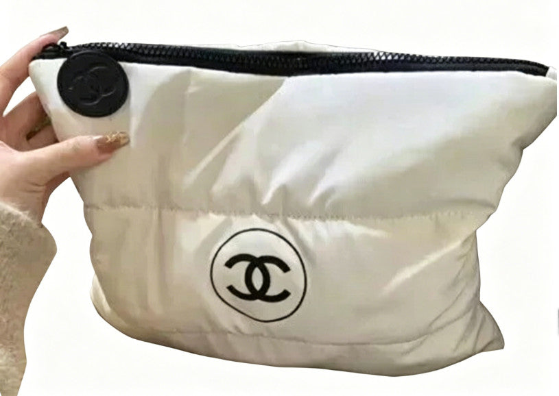 White Puffy Makeup Bag Clutch Cosmetic Case Gift Pouch