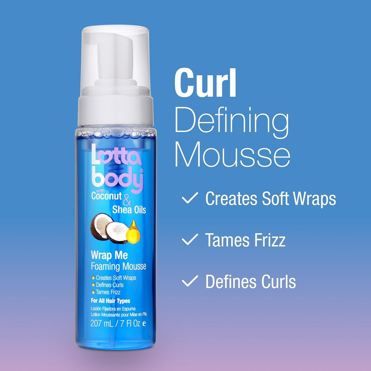 Curl-Defining Foaming Mousse with Coconut & Shea Oils for Natural & Relaxed Hair - 7 Oz