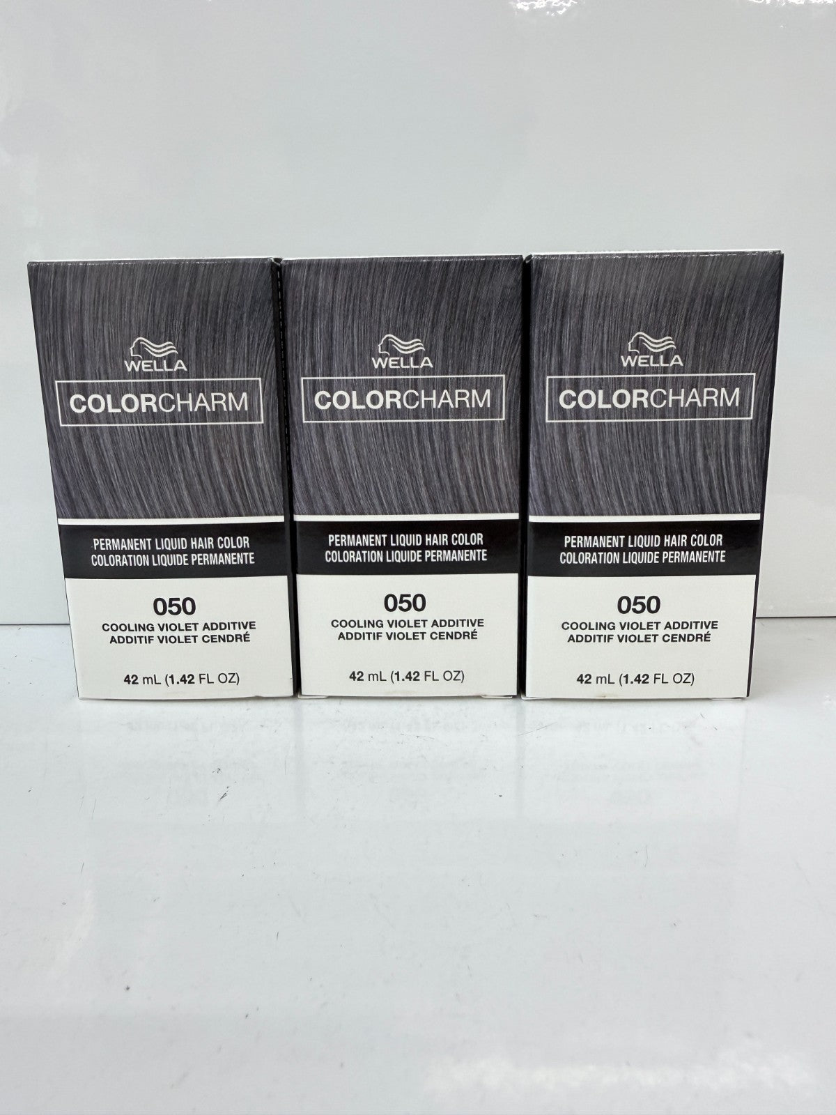 Wella Color Charm Permanent Liquid Hair Color 050 Cooling Violet 1.4oz 3-Pack