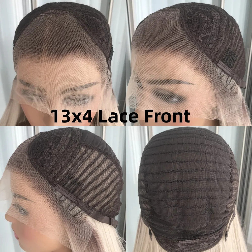 Long Blonde Synthetic Lace Front Wig - Highlighted, Straight, Heat-Resistant, 13x4