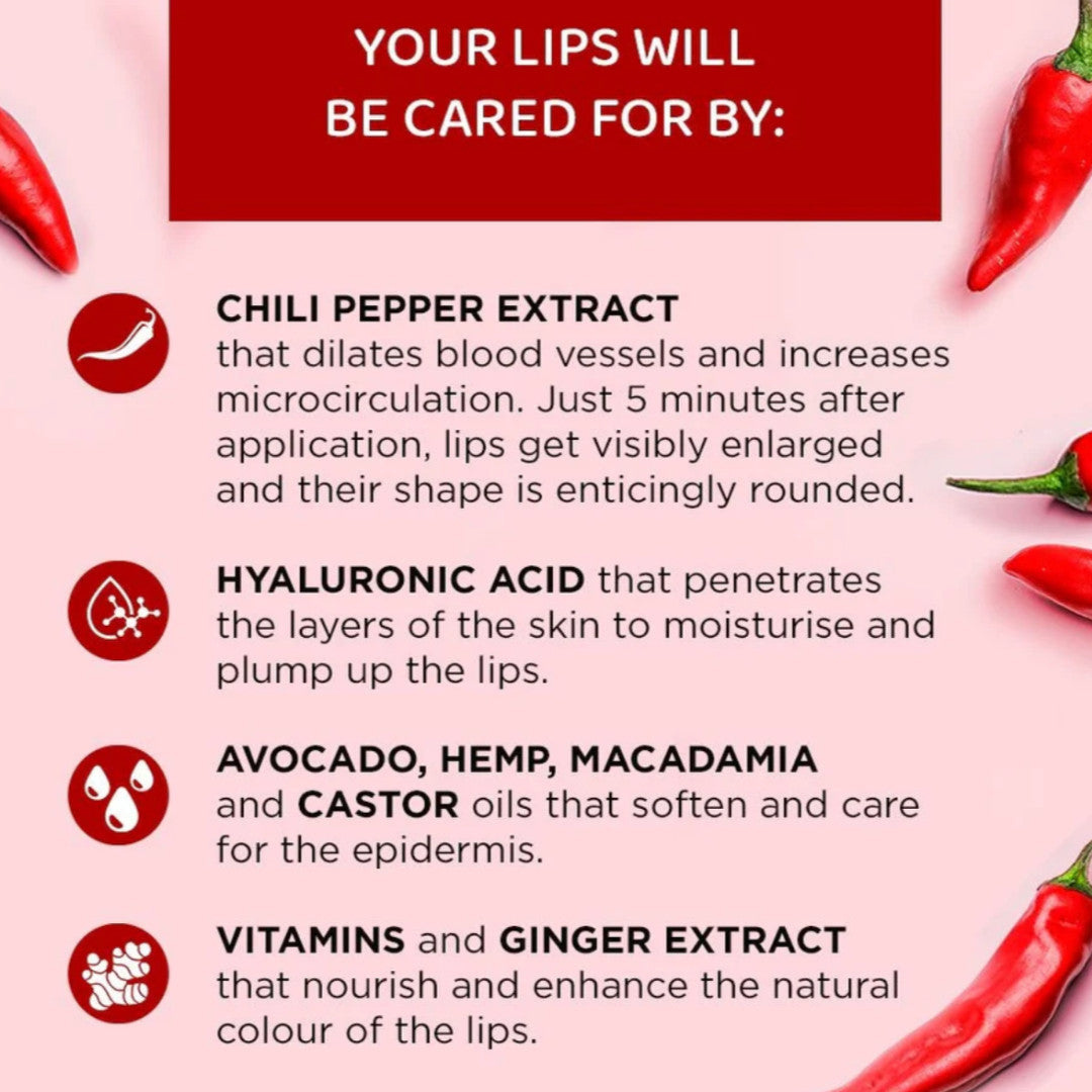 Lip Plumper Gloss with Natural Flavors - Bee Venom, Chili, Chocolate