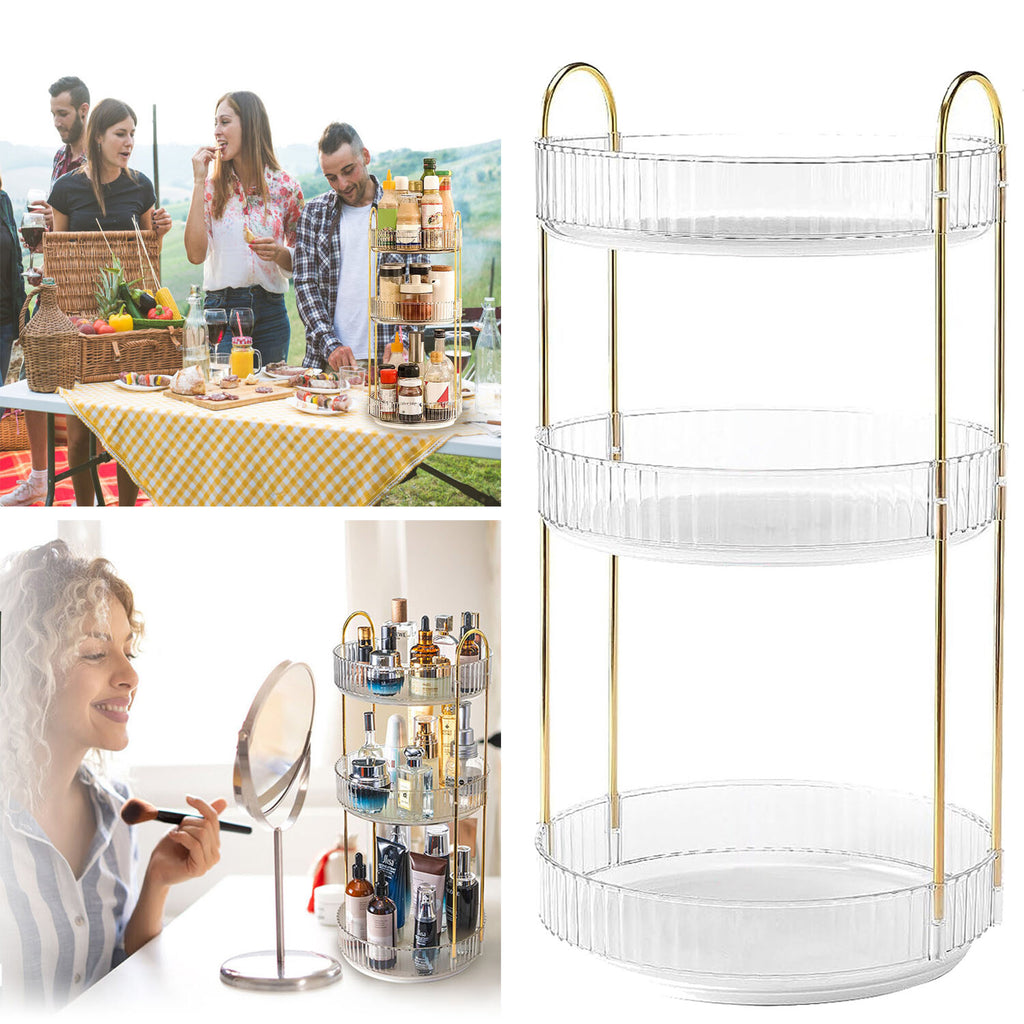 3-Tier Rotating Perfume Organizer - 360° Makeup & Cosmetic Storage