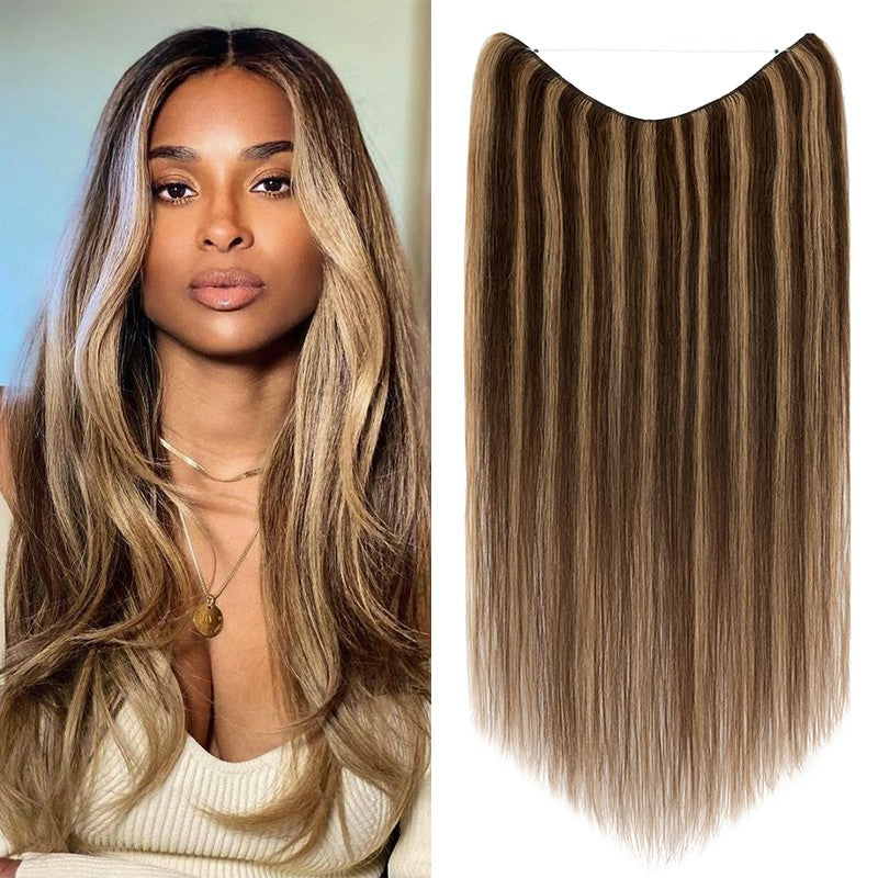 Remy Human Hair Clip-In Extensions with Invisible Wire & Clips - Thick, Natural Look