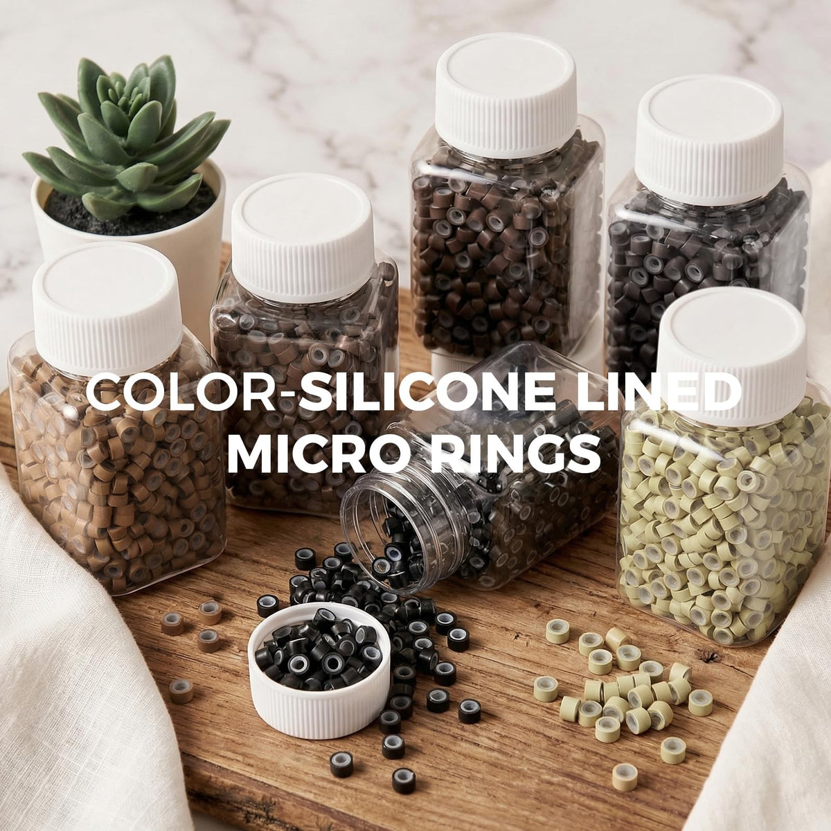 Hair Extension Micro Beads Kit 3000PCS Silicone-Lined for I-Tip & Sew-In Extensions