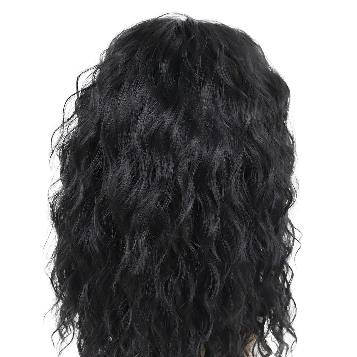 Men's 70s 80s Rocker Wigs Long Curly Black Costume Wig Halloween