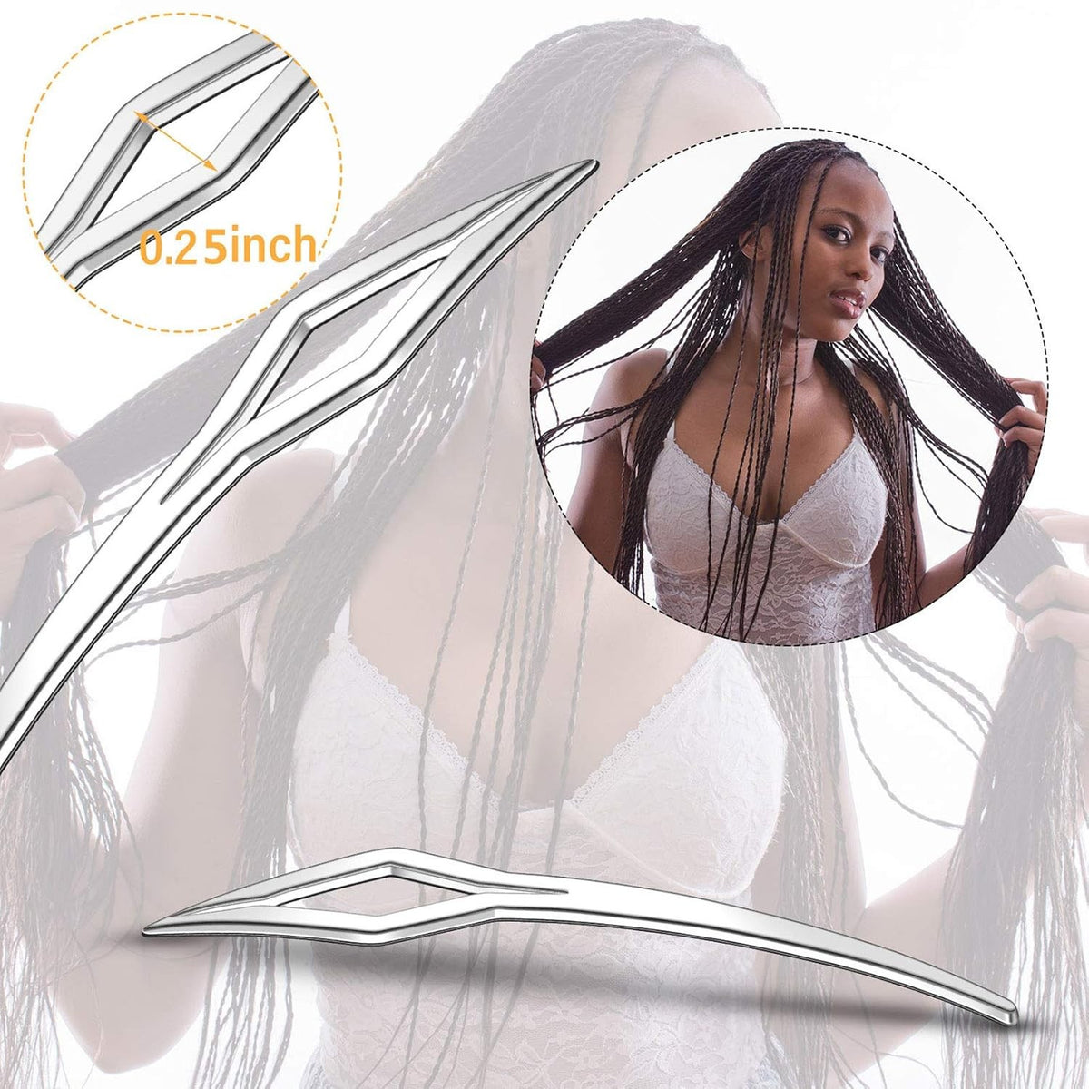 Sisterlocks Locking Tool Set for Locs Interlocking & Braiding Silver