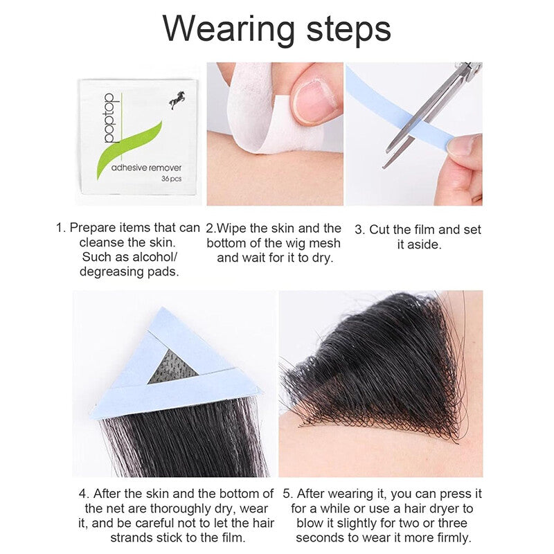 100% Remy Human Hair Mini Hairpieces for Men Temple Hairline Replacement