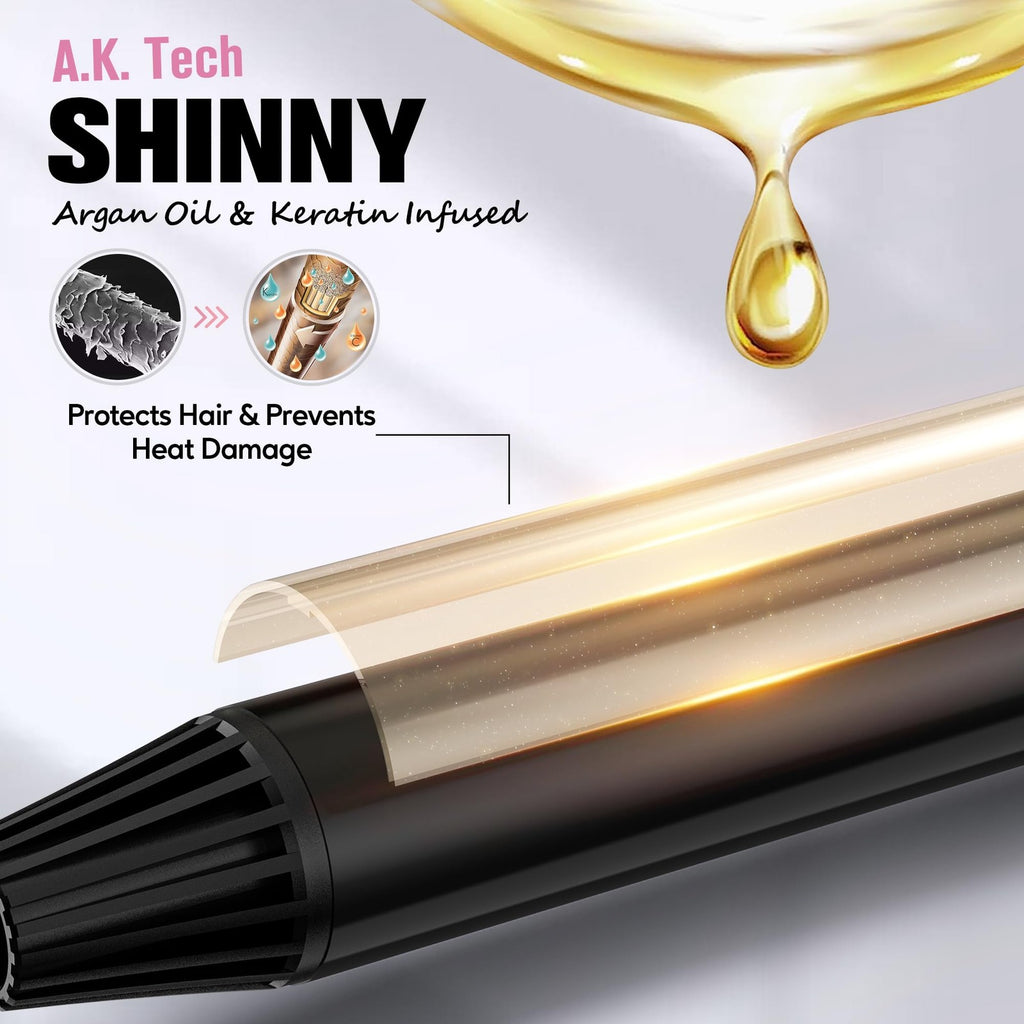 Long Barrel Curling Iron 1 Inch Ceramic Hair Curler with Digital Temp Control