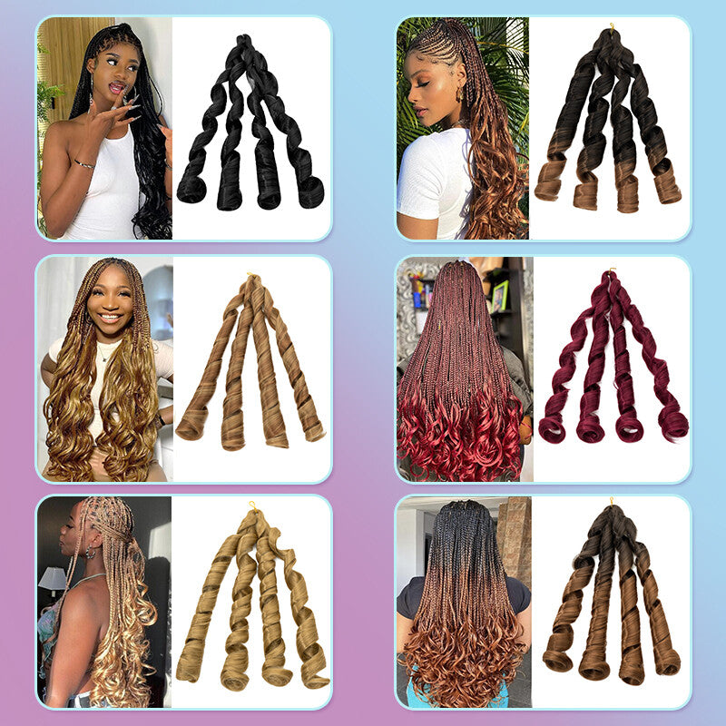 French Curl Braids Hair Extensions Pre-Stretched Synthetic 24 Inch