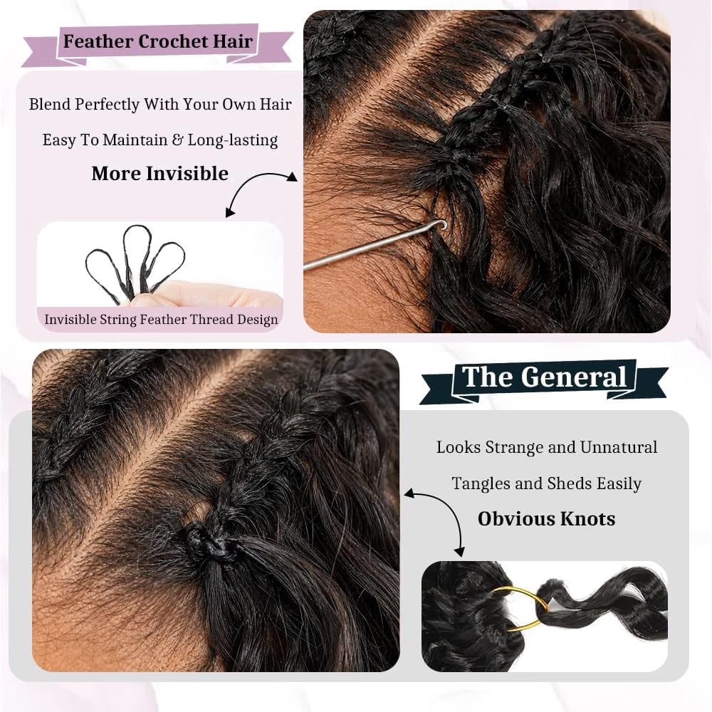 Deep Wave Crochet Human Hair Extensions 16 Inch 60g Knotless Pre-Separated