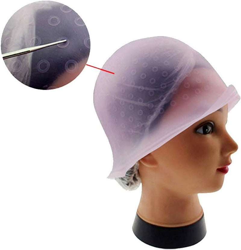 Silicone Hair Coloring Cap with 10 Disposable Liners - Professional Hair Tinting