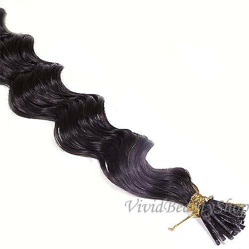 Deep Wave Hair Extensions 22 Inch Micro Beads Remy Human Hair Dark Brown