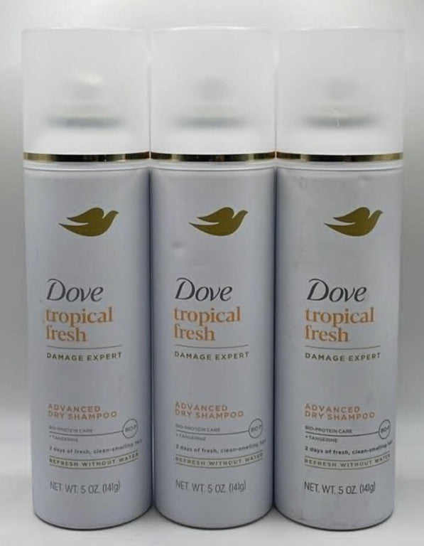 Dove Tropical Fresh Dry Shampoo 3-Pack - 5 Oz Each, Tangerine Scent