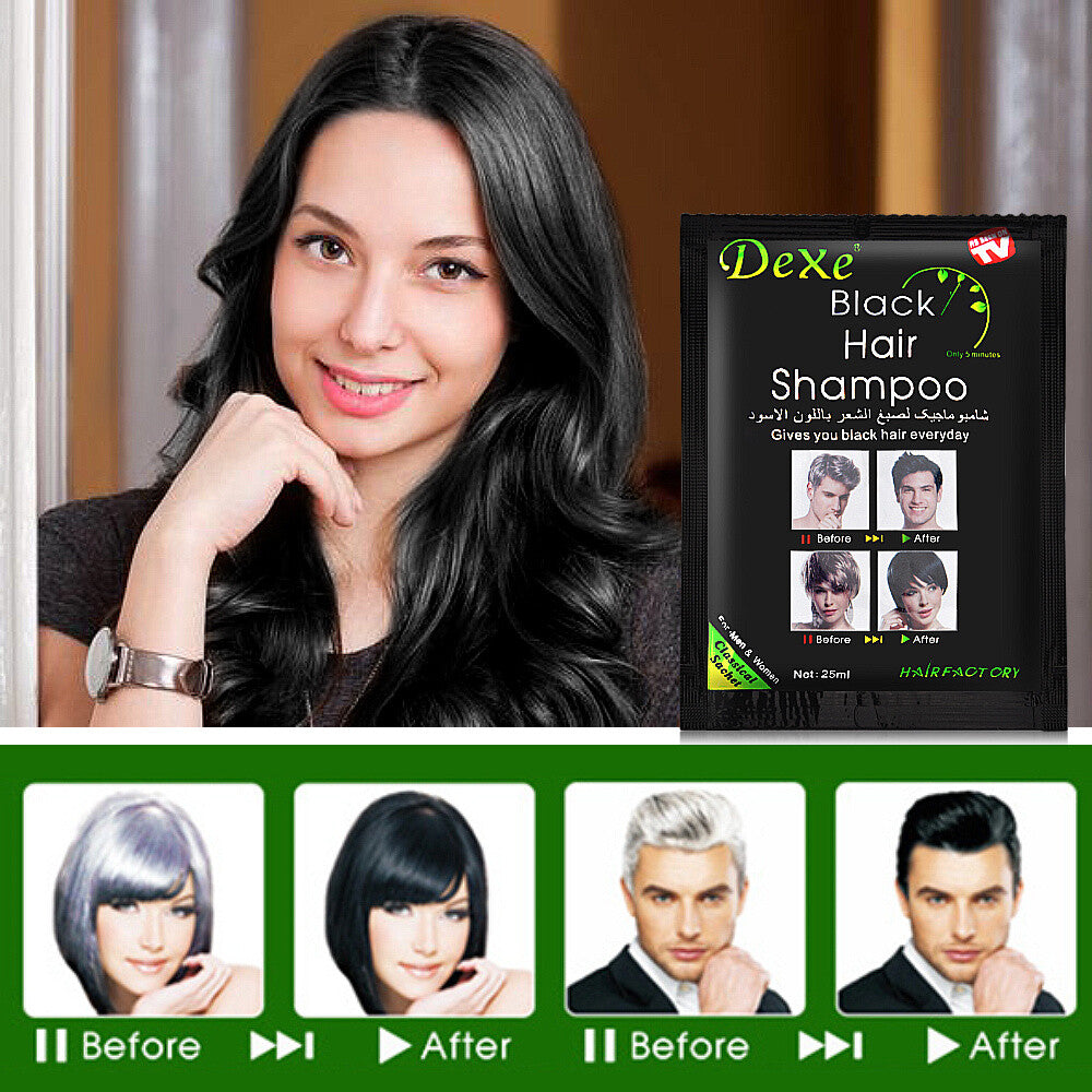 Black Hair Shampoo - Instant 5-Minute Hair Dye & Nourishing Treatment