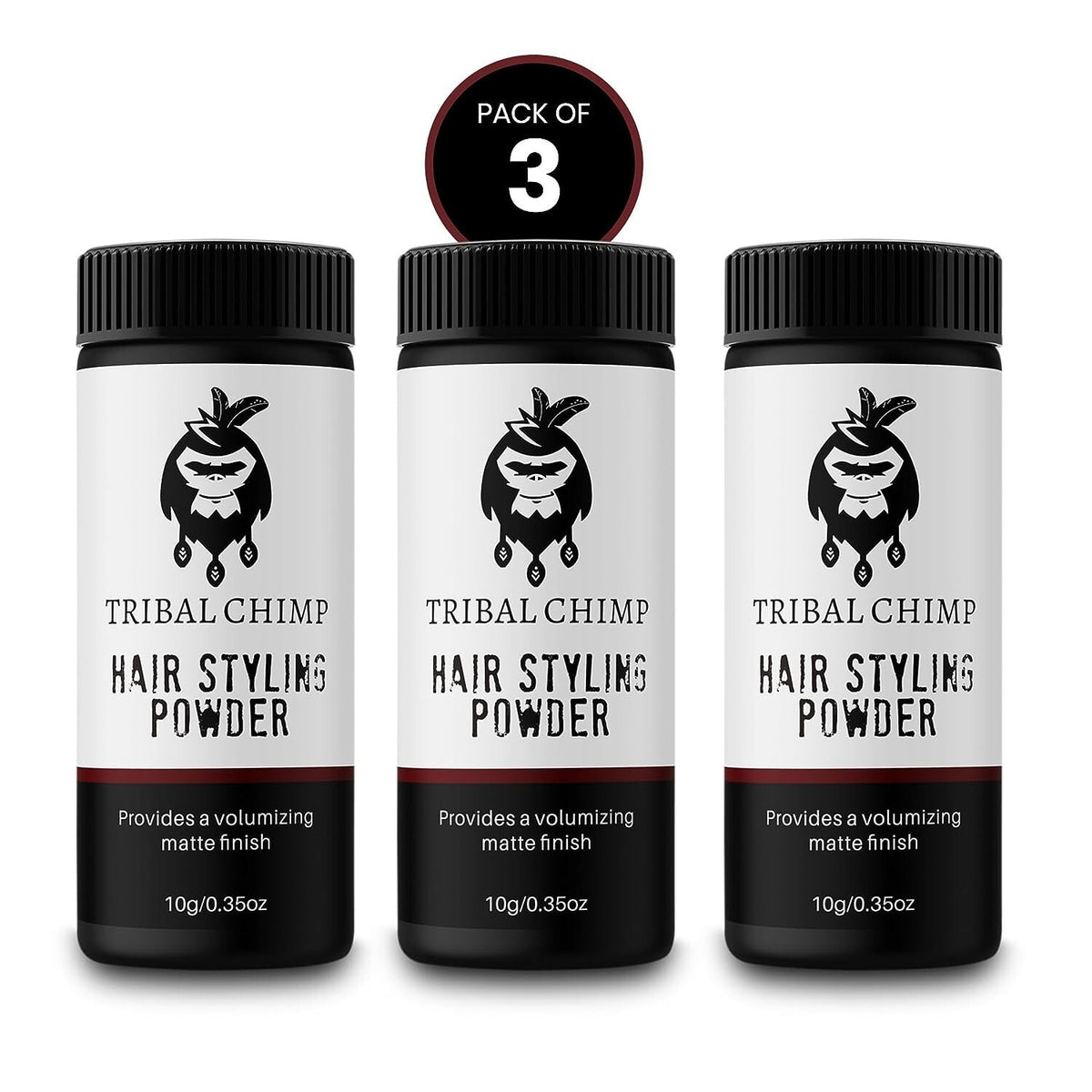 Hair Styling Powder for Men - Volumizing Matte Finish, 0.35 oz, Pack of 3