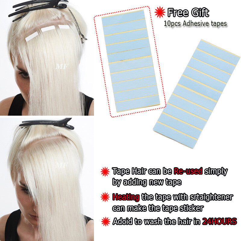 Invisible Skin Weft Tape-In Human Hair Extensions - Thick Remy Hair for Full Head