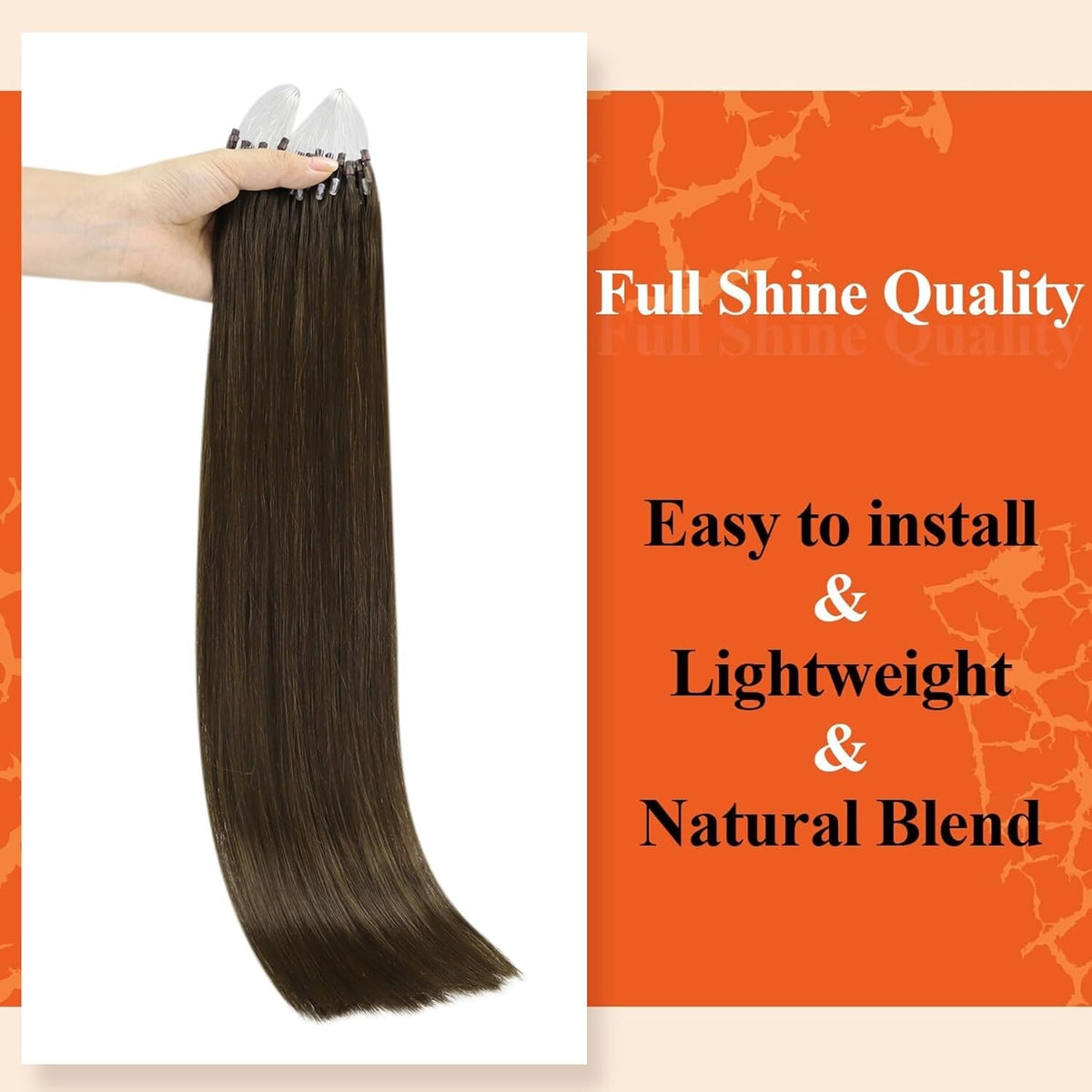16-Inch Human Hair Extensions Dark Brown Seamless Volume Boost