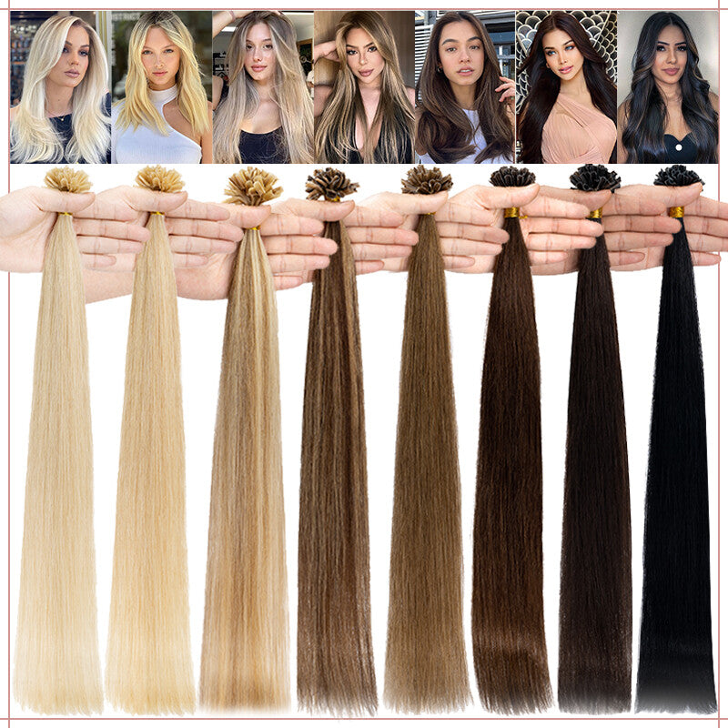Pre-Bonded Human Hair Extensions U Tip Keratin Hair Extensions - Multiple Lengths & Colors