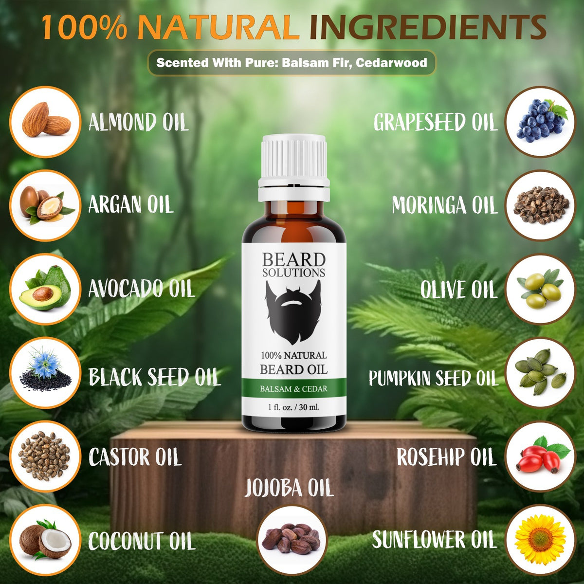 Natural Beard Oil for Men - Nourishing Growth & Softening - 1 oz