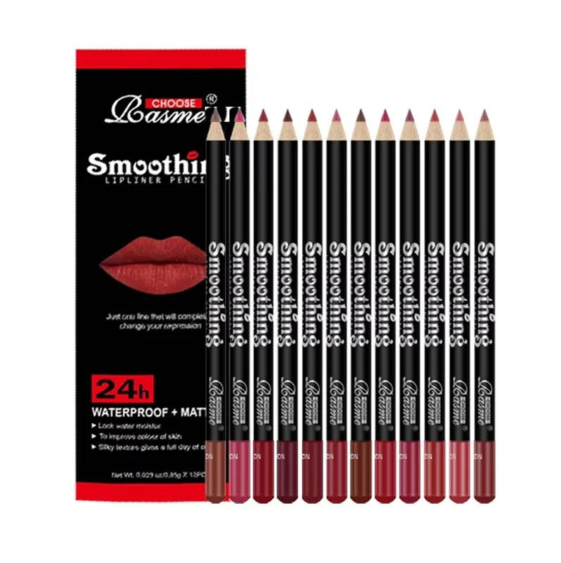 12-Piece Lipstick Lip Liner Set Matte Lip Gloss Pencils Long Lasting Makeup