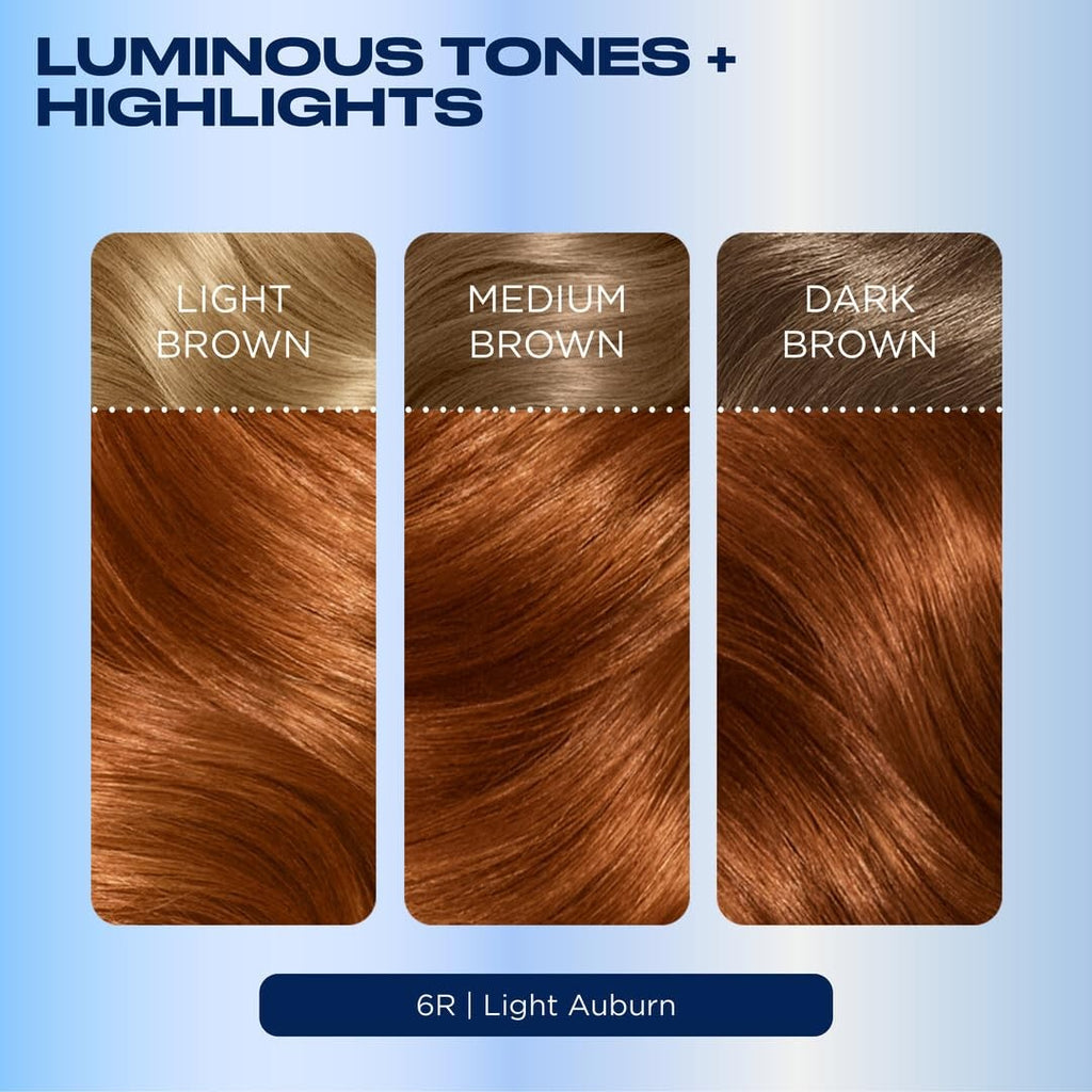 Light Auburn Permanent Hair Dye - Natural Look, Gray Coverage, 6R