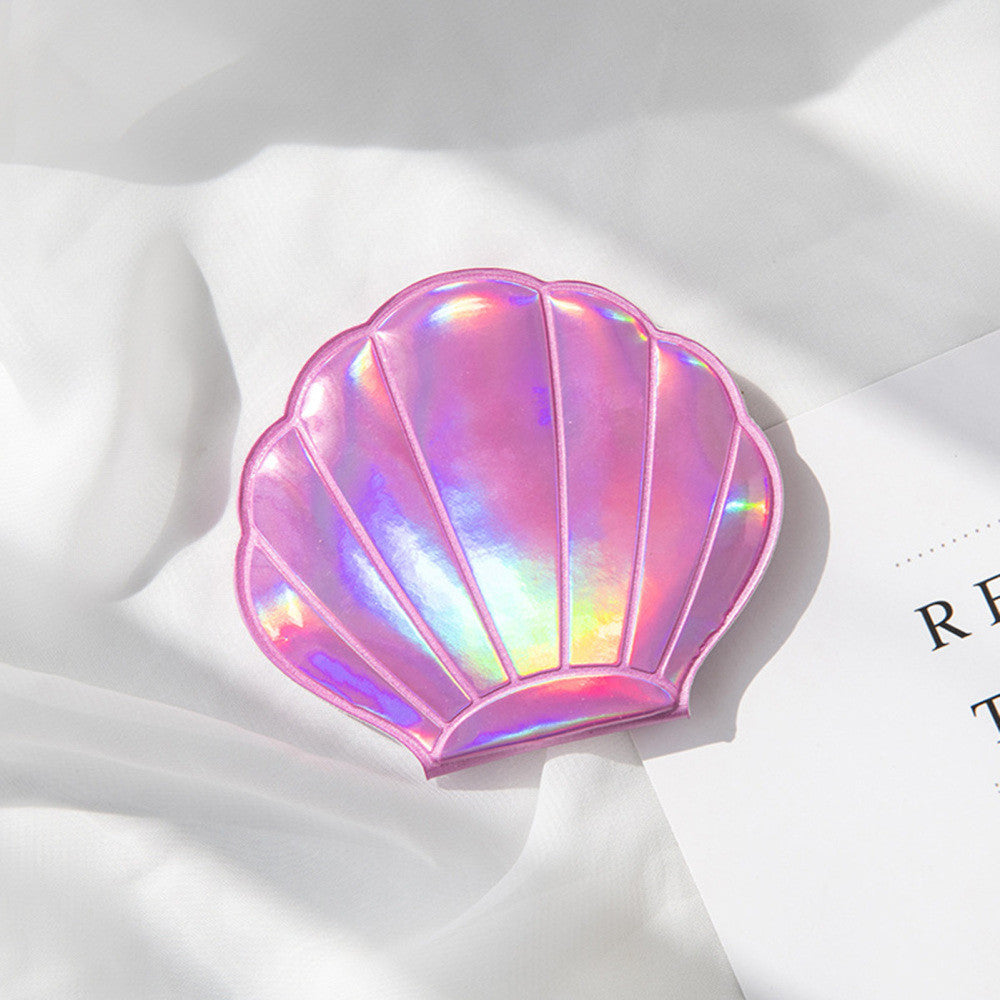 Seashell Shape Double-Sided Travel Cosmetic Mirror - Portable & Stylish