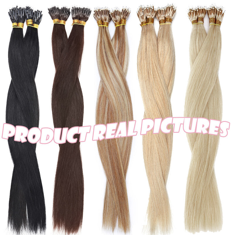 Remy Human Hair Extensions 18 Inch Thick Nano Ring Micro Tips Beads