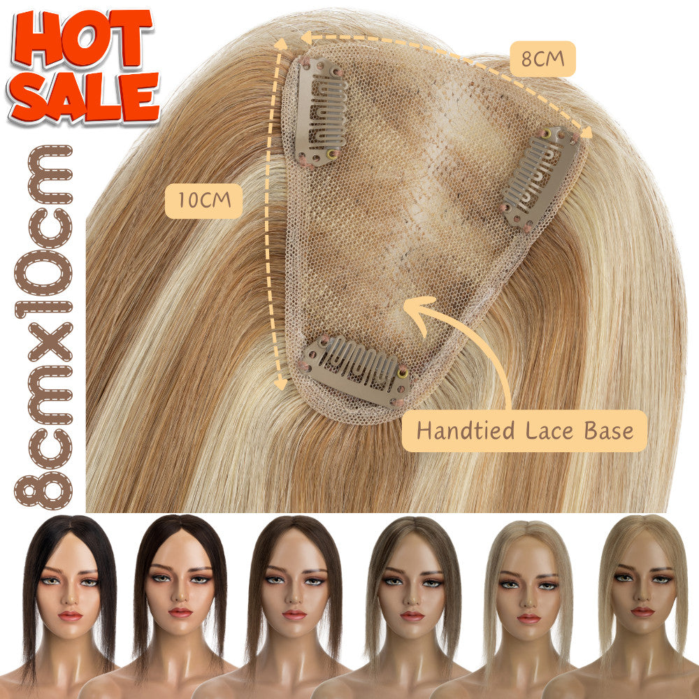 Clip-In Hair Topper for Women - Natural Remy Human Hair Wiglet with Lace/Silk Base