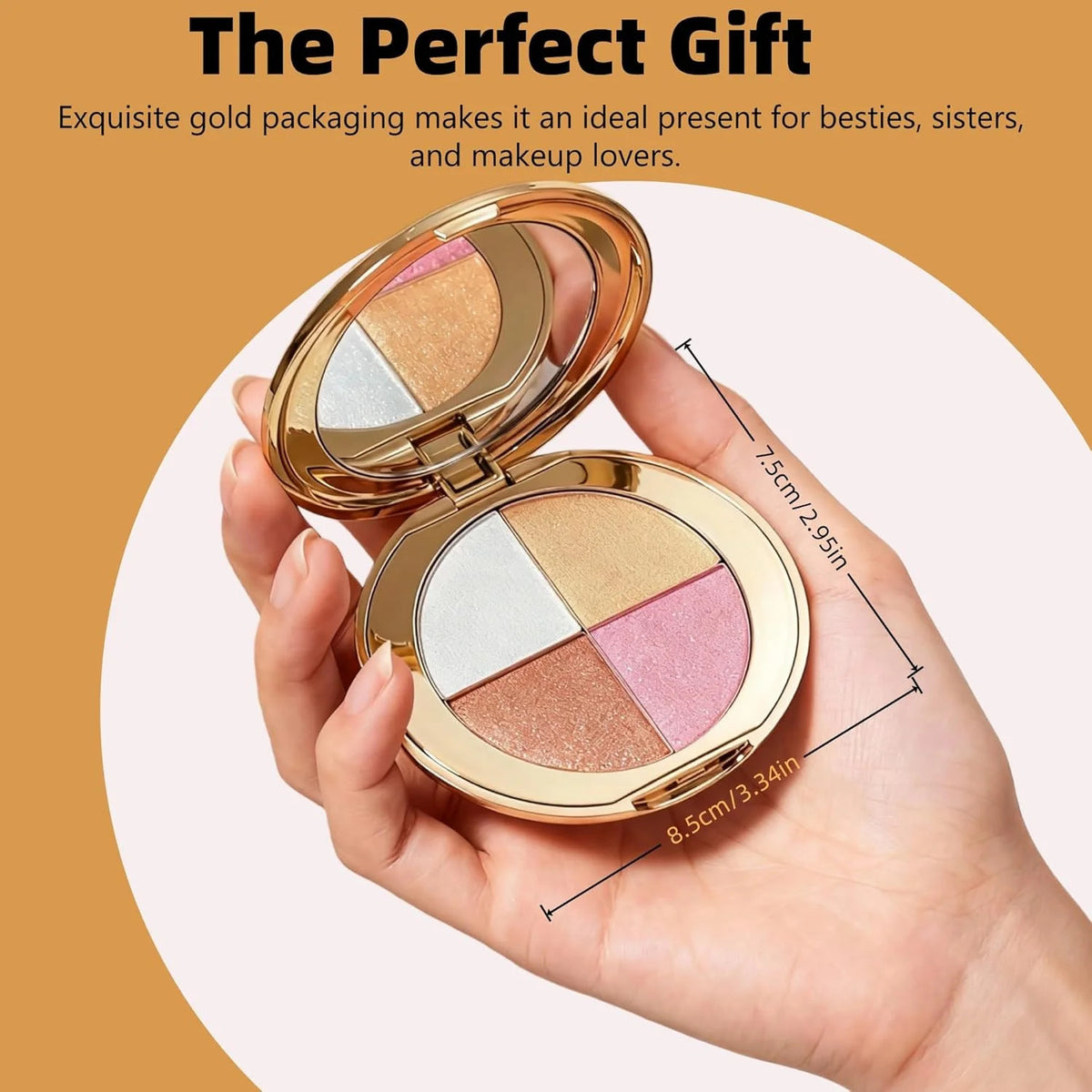 4-Color Face Palette Highlighter Blush Eyeshadow & Bronzer Set for Makeup