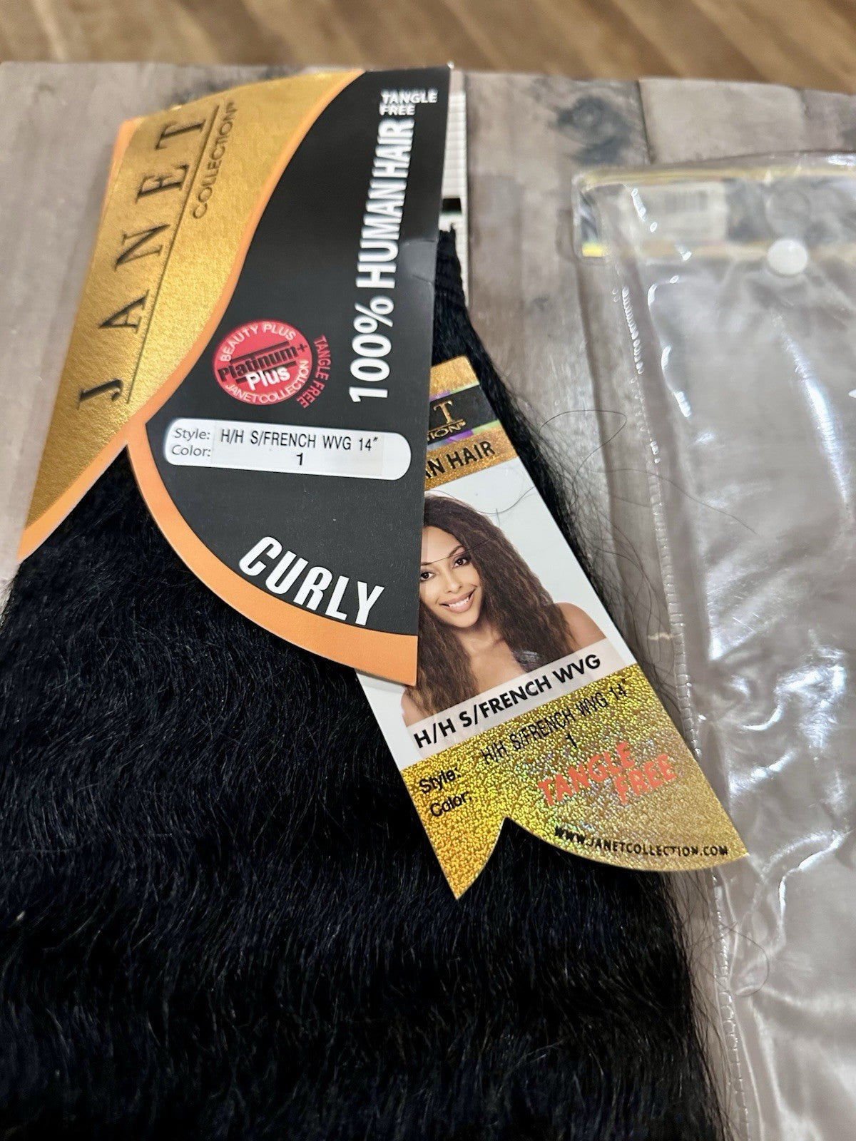 14-Inch Human Hair French Wavy Wig in Color 1 - Janet Collection