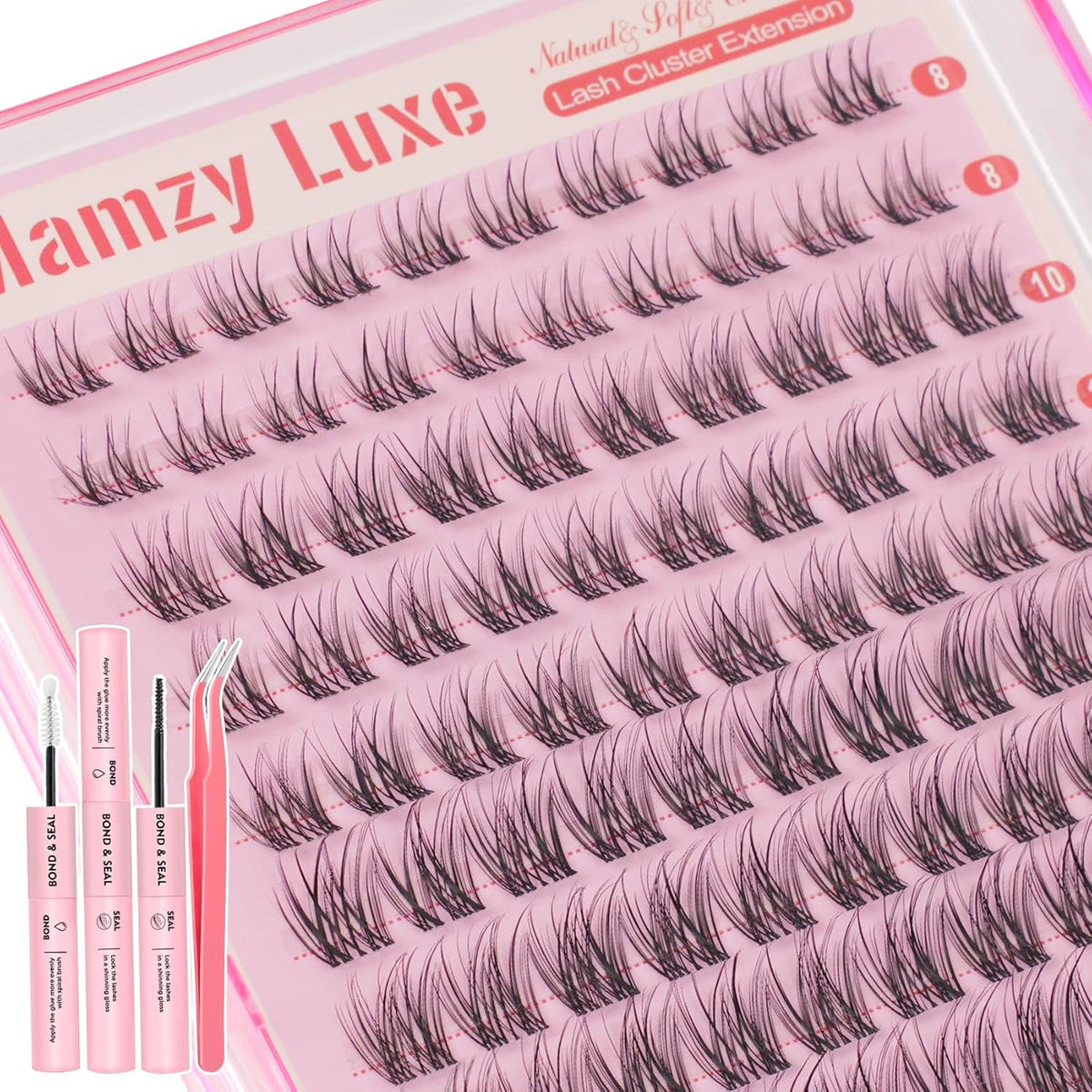 Natural Lash Clusters Kit Short Wispy 8-14MM False Eyelashes with Clear Band