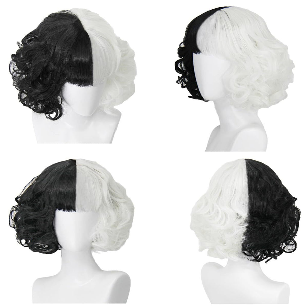 Cruella Deville Costume Wig Set with Gloves & Necklace - Black & White