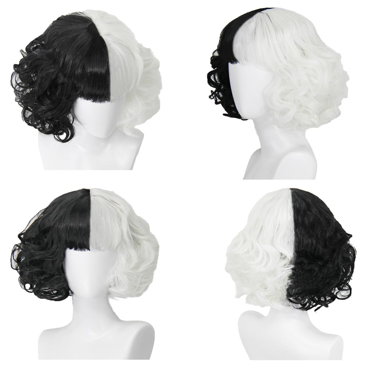 Cruella Deville Costume Wig Set with Gloves & Necklace - Black & White