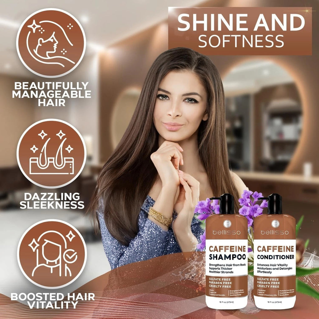 Hydrating Caffeine Shampoo & Conditioner Set - Sulfate-Free Volumizing Hair Care