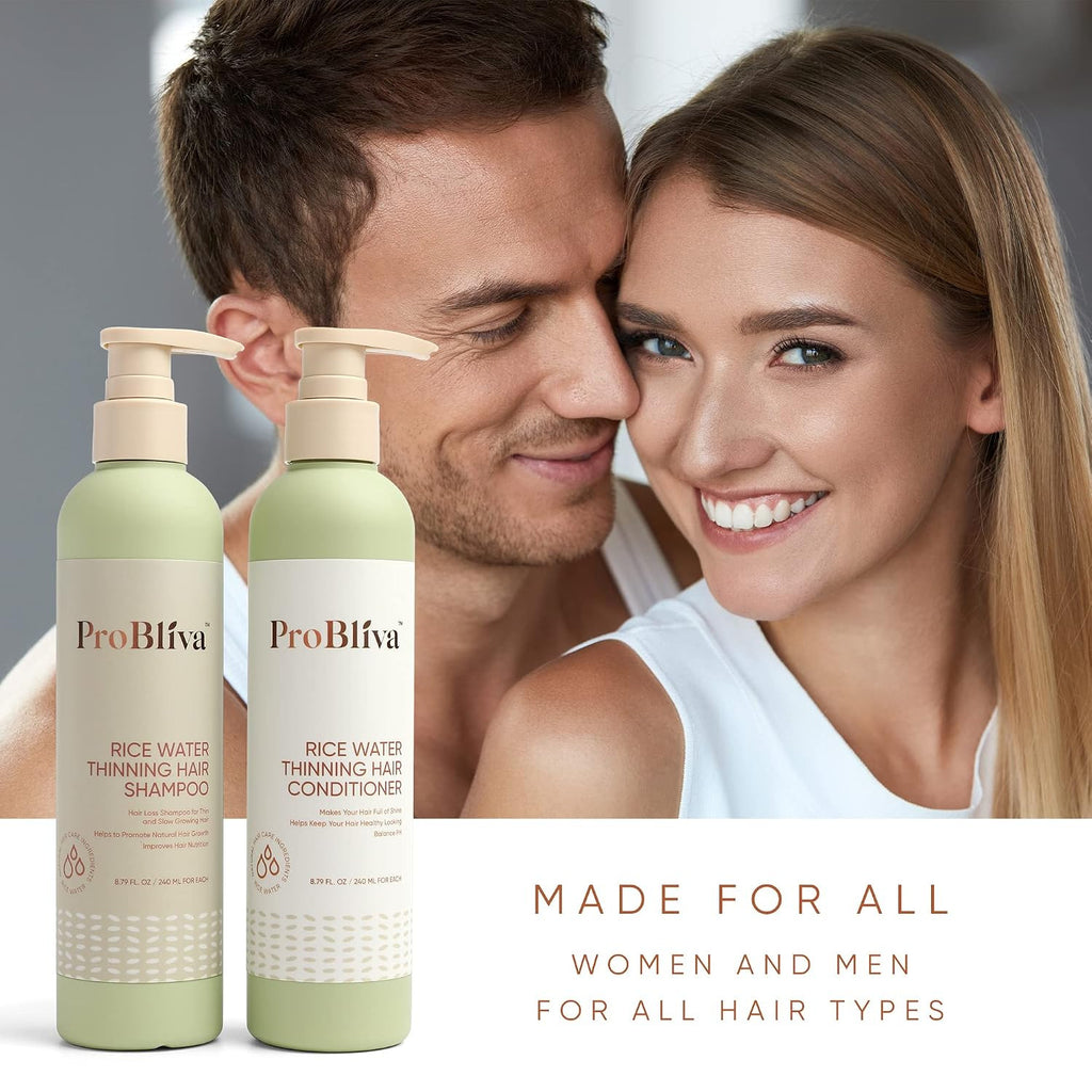Rice Water Hair Loss Shampoo & Conditioner Set for Thinning Hair - Regrowth & Nourishment