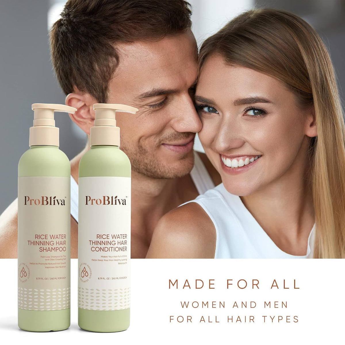 Rice Water Hair Loss Shampoo & Conditioner Set for Thinning Hair - Regrowth & Nourishment