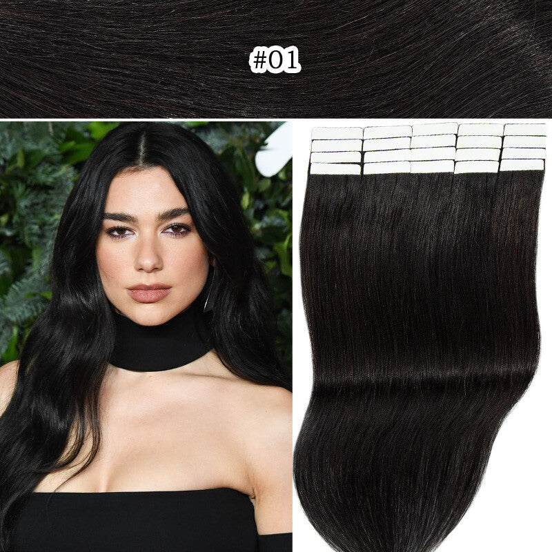 60PCS Human Hair Extensions Thick Tape-In Remy Straight Hair Weft - Multiple Colors & Lengths