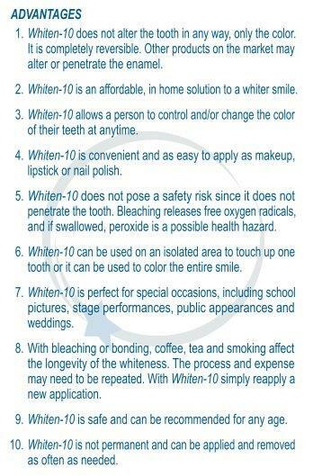 Whiten-10 Hollywood White Tooth Whitening Gel Pen for Artificial Teeth