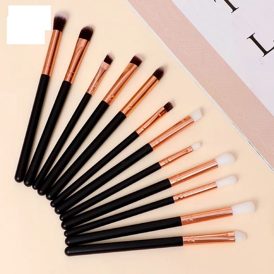 12-Piece Makeup Brush Set with Eyelash, Eyebrow, Foundation & Eye Brushes