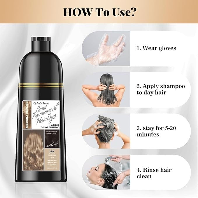 Natural Hair Color Shampoo with Argan Oil - Rose Blonde, 400ML